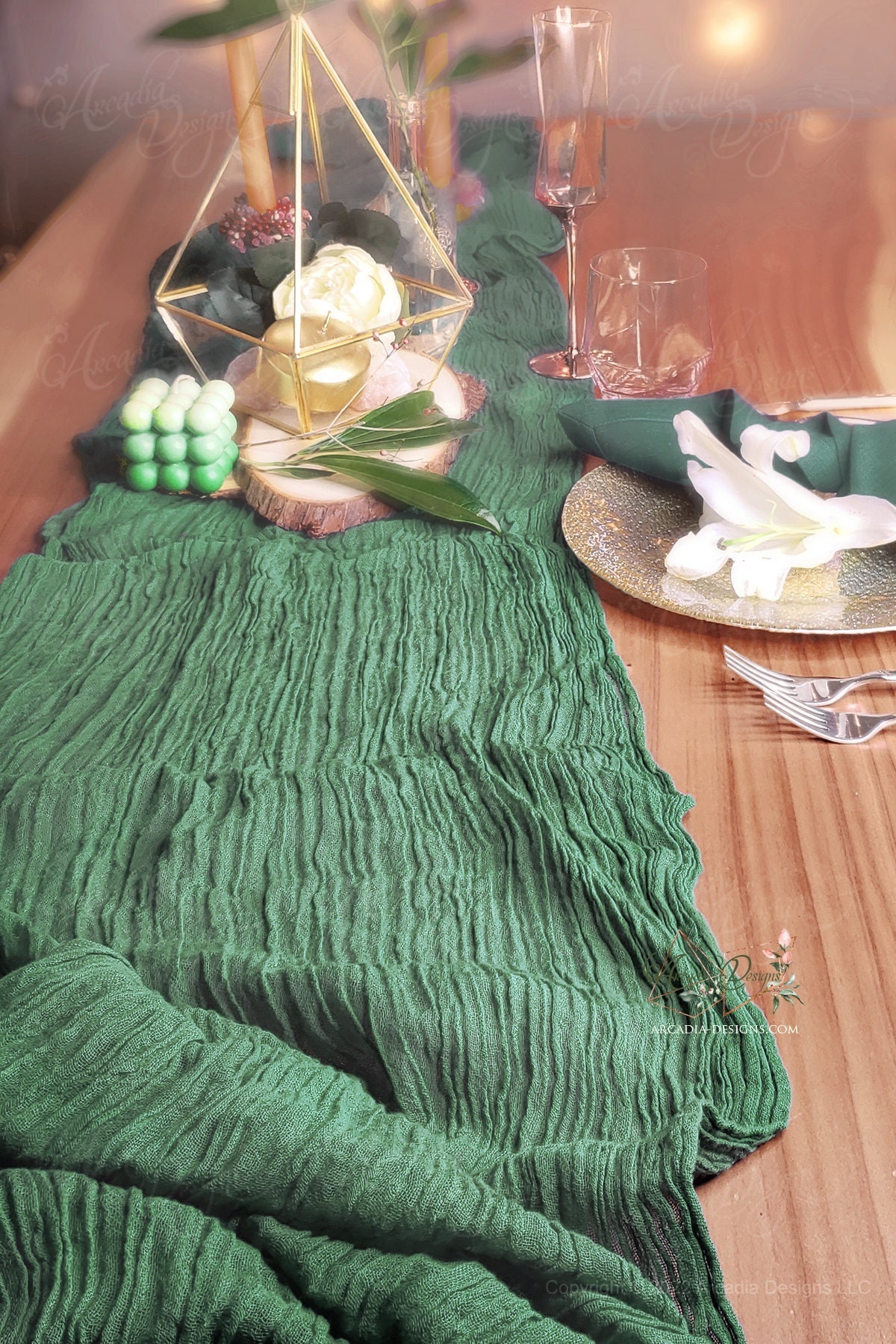 Boho Green Cheesecloth Table Runner Cotton gauze Tablecloth Dcor for Bridal Shower Bachelorette Party Glamping Birthday