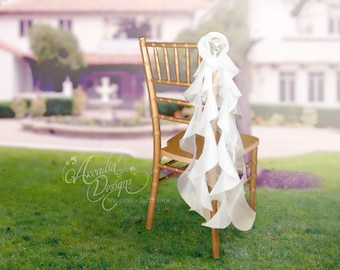 Chair Willow Sashes Bridal Chair Decortive Ruffle Chair Sash. Curly Accents for Bridal Shower Wedding