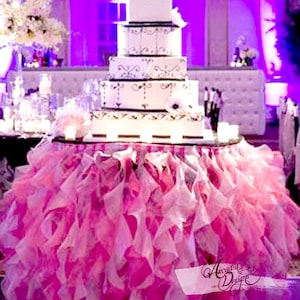 Ruffle Curly Willow Table Skirt, Tulle Tutu Table Decoration MADE TO ORDER for Wedding Sweetheart Cake Table Head Table Bridal Shower Event