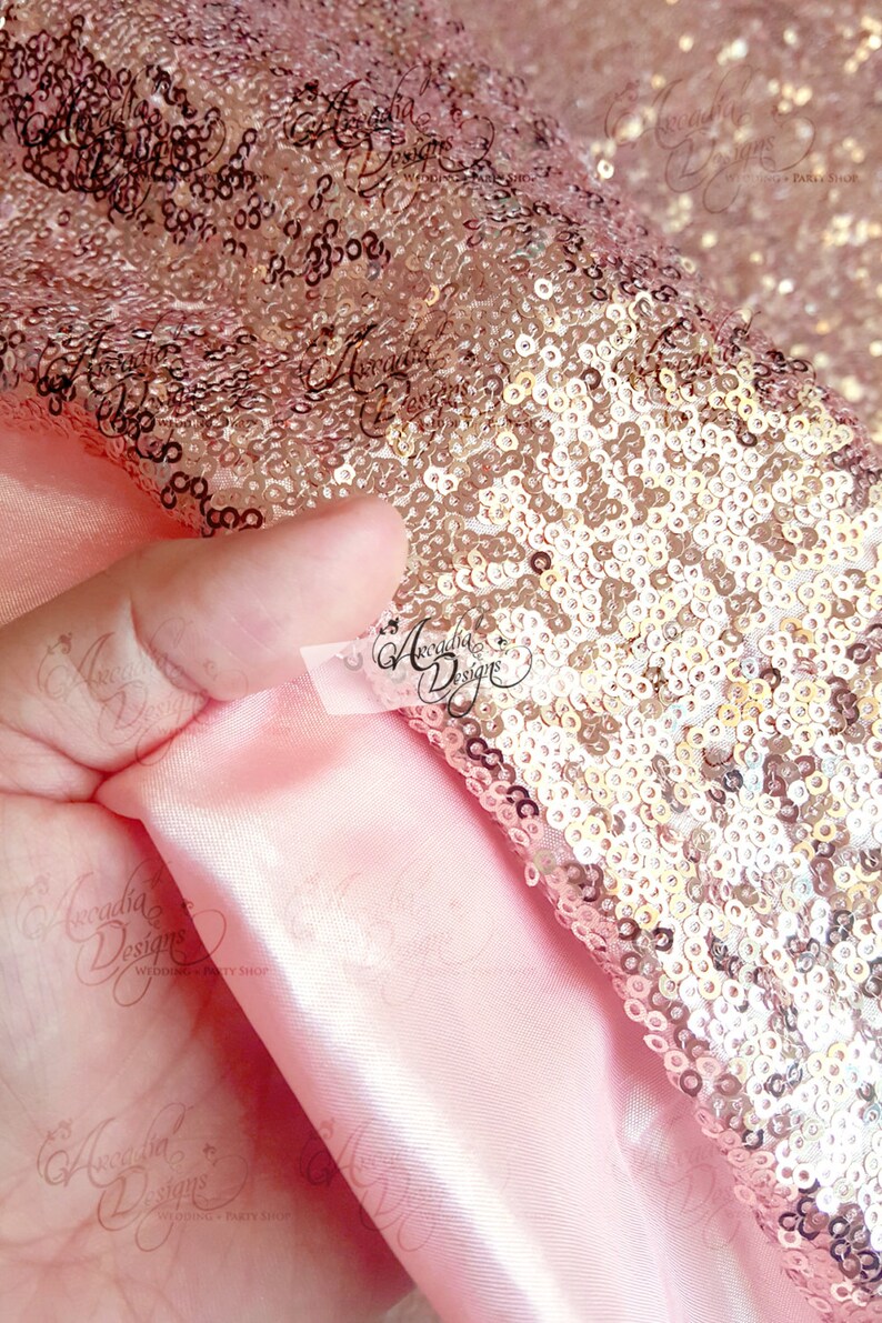 Rose Gold Sequined Fabric by Yard. Sequin Embroidered Taffeta Etsy