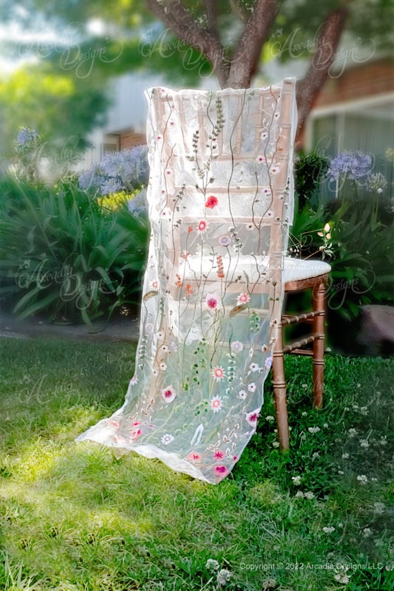 Floral Embroidered Tulle Chair Cover Rustic Style Chair Slipcover for Garden Theme Event Decoration. Size for Chiavari or Folding Chairs Etsy Australia