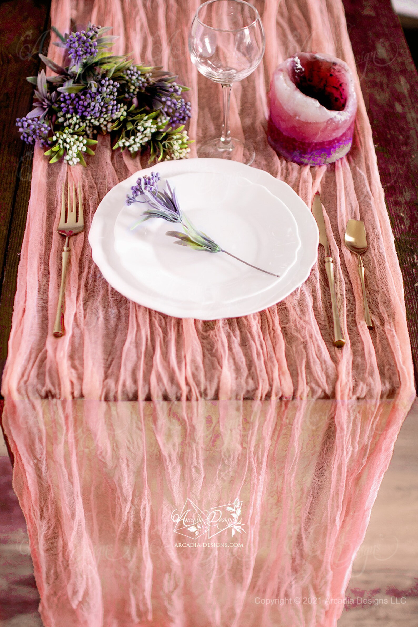 Rose Pink Cheesecloth Table Runner Sheer Gauze Tablecloth Etsy