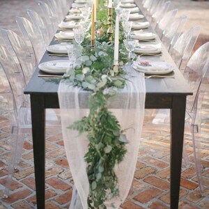 Romantic Chiffon Table Runner | Blush Peach Tablecloth Décor for Bridal Shower Bachelorette Party Baby Girl Shower Girl’s Sweet 16 Birthday image 4
