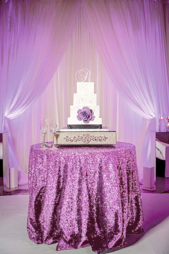 Lavender Sequin Tablecloth For 5ft Round Table Sparkly Lavender Sequin Tablecloth For 5ft, Paper Tablecloths For 5ft Round Tables