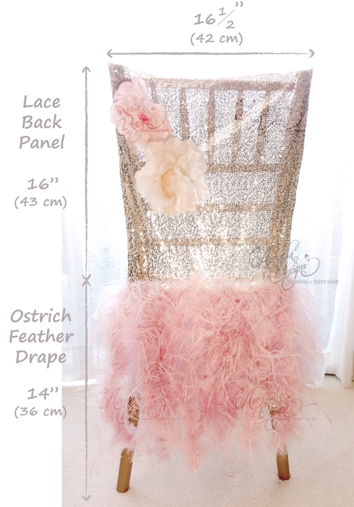 Ostrich Feather Rose Gold Sequin Chair Covers Sparkle Etsy
