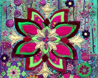 Kaleidoscope. Multi-coloured textile wall hanging. Psychedelic  wall art