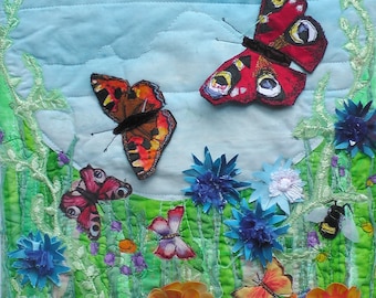 Original Art Wild Flowers. Butterflies. Bees. Hay Meadow.