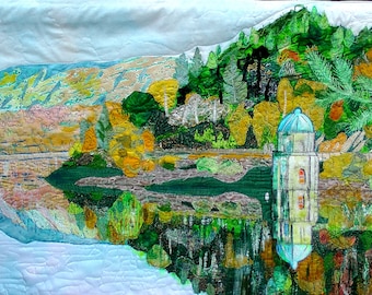 Original Art Elan Valley. Wales. Pen Y Garreg. Beautiful scenery in Wales. Welsh dams
