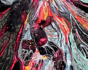 Original Art Volcano, Lava flow, Erupting Volcano