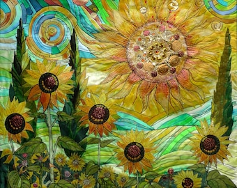 Original Art Sunflowers. Sunshine. Bright and beautiful. Van Gogh sunflowers