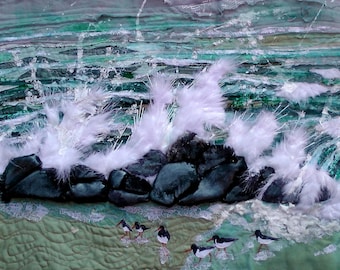 Crashing waves. Storm at sea. Sea defences