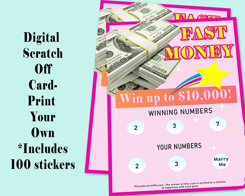 Lottery Ticket Scratch off Printable Print Your Own Lottery | Etsy