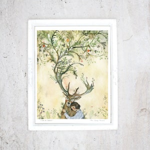 White-tailed deer Print | Illustration Art Giclee watercolour | Poster Nature Friendship Nature lover | limited edition | Vegan Vegetarian