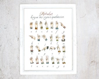 Print American or other Sign Language Alphabet | LSQ  ASL LSF | Learn hearing-impaired langage to communicate better together | Bsl lsf