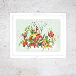 Decemberafdruk | Kleine affiche | Kerstdecoratie | Wintersneeuw Kerstmis | Afdrukken | beperkte oplage | Ook verkrijgbaar als wenskaart!