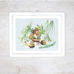 Wilde oogst print | Illustratie kunst kleine poster | Winter | Familie Kerstposter | Ook verkrijgbaar als wenskaart