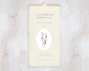 Perpetual Mural Birthday and Anniversary Calendar | Botanical Floral Perpetual Calendar | Special Event Reminder Date Keeper, Office