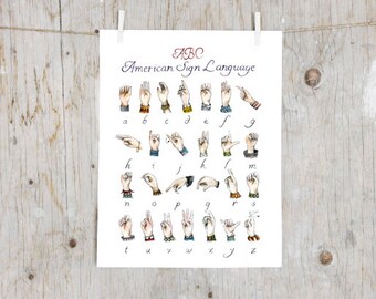 Print American or other Sign Language Alphabet | LSQ  ASL LSF | Learn hearing-impaired langage to communicate better together | Bsl lsf