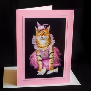 Ballerina Cat Card-Cat Wearing Ballerina Costume-All Occasion Greeting Card for Cat Lovers