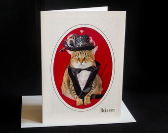 Gentleman Cat Card-Cat Wearing Tuxedo-All Occasion Carte de vœux pour les amoureux des chats