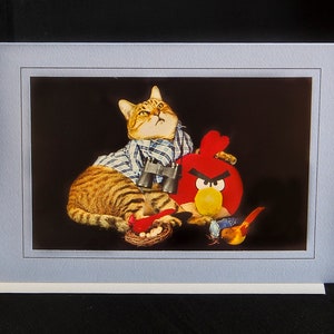 Bird Watching Cat Card-Cat Wearing Binoculars-All Occasion Carte de vœux pour les amoureux des chats