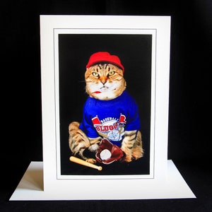 Baseball Cat Karte-Sportkatze in Baseball Uniform-All Anlass Grußkarte für Katzenliebhaber