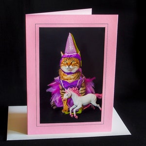 Carte de chat princesse en costume de princesse - carte de vœux pour les amoureux des chats