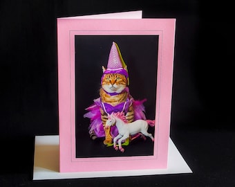 Cartão de princesa gato-gato em fantasia de princesa-cartão comemorativo para todas as ocasiões para amantes de gatos