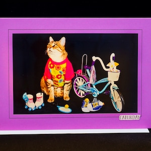 Triathlete Karte-Übung Katze-All Anlass Blanko Grußkarte für Katzenliebhaber