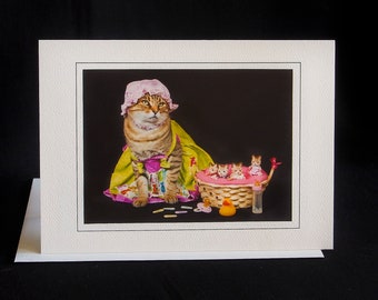 Carte de chat de la fête des mères-chat avec chatons-carte de vœux de vacances pour les amoureux des chats