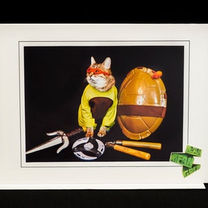 Cartão de gato tartaruga ninja - gato em fantasia de ninja - cartão comemorativo para todas as ocasiões para amantes de gatos