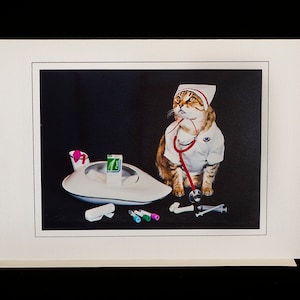 Nurse Cat Card-Cat in Nurse Uniform-Get Well-All Occasion Greeting Card for Cat Lovers