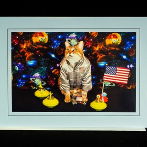 Astronaut Katzenkarte-Katze auf dem Mond-Alle Gelegenheit Blanko-Grußkarte für Katzenliebhaber