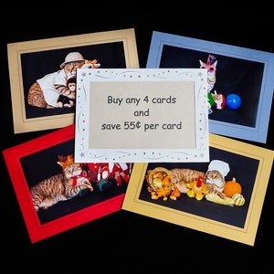 Set of 4 Cat or Dog Cards-Save 55 Cents per Card-You Choose Any 4 Greeting Cards for Cat and Dog Lovers