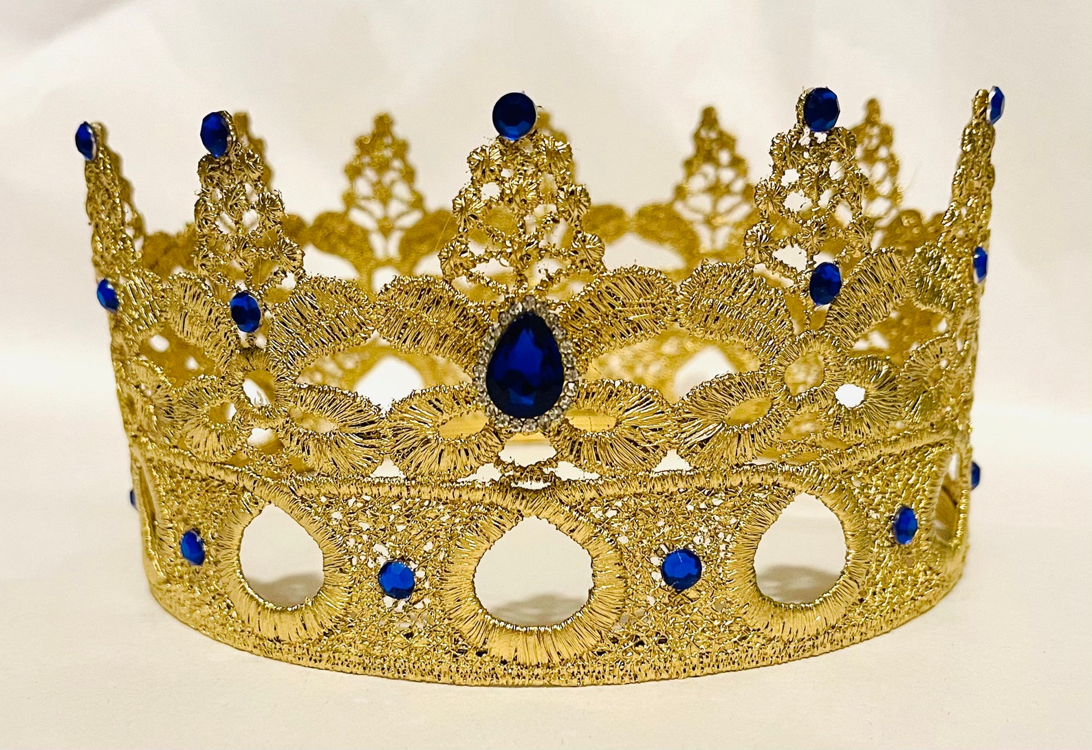 New King Solomon Lace Crown / Gold & Blue Lace Crown / Gold Etsy