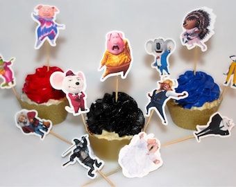 Sing 1 & Sing 2 Cake Topper, Cupcake Toppers Set 12