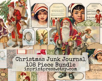 Weihnachten Junk Journal Kit | Weihnachten Ephemera Mega Pack | Tall Skinny Christmas Journal Kit | Vollständiges Junk Journal zum Ausdrucken