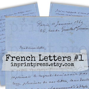 Lettre bleue française | vintage français imprimable | Grungy French Documents numériques | Papiers éphémères français