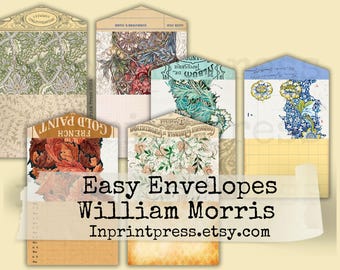 William Morris einfach Junk Journal Umschläge | Vintage druckbare Umschlag digitaler Download für versteckte Journaling & Papier Handwerk