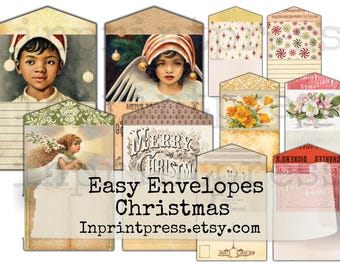 Christmas Junk Journal Envelopes | Vintage Printable Envelopes | Christmas Ephemera Printable | Vintage Christmas Digital