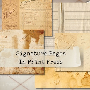 Signature Pages Digital Junk Journal Kit Double Pages | Junk Journal Pages | Junk Journal Printable