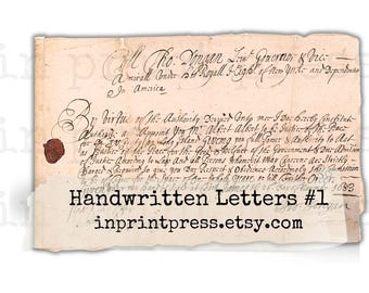 Antique 1683 Handwritten Letter Ephemera | Junk Journal (Digital Download)