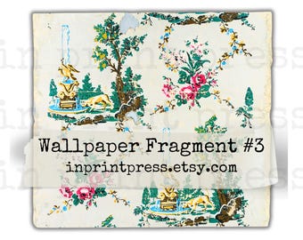 Antikes Tapetenfragment | Französische Blumenmuster, Junk Journal (Digital Printable)