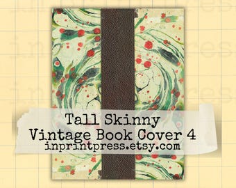 Hohe Skinny Junk Journal Cover | Digital Druckbares altes Buch Cover