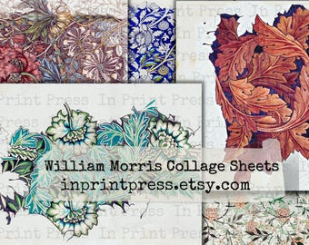 William Morris Digital Paper Journal Doppelseiten | William Morris Junk Journal Druck | Jugendstil Digital Junk Journal Kit