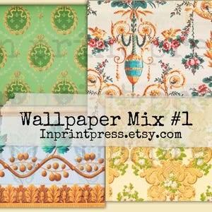 Wallpaper Mix 1 | Vintage Wallpaper Printable Junk Journal Pages | Digital Printable Antique Wallpaper Collection