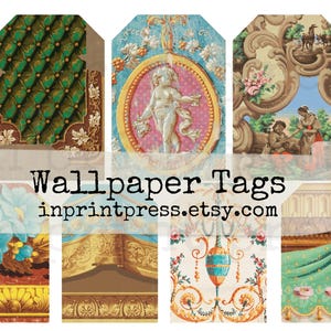 Wallpaper Junk Journal Tags | Vintage Printable Digital Download for Hidden Journaling & Paper Crafts