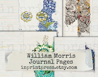 William Morris Junk Journal linierte Seiten | Junk Journal Printable | Viktorianischer Jugendstil Digital Junk Journal Kit