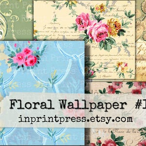 Antique Floral Wallpaper #1 | Antique Wallpaper Printables | Junk Journal pages