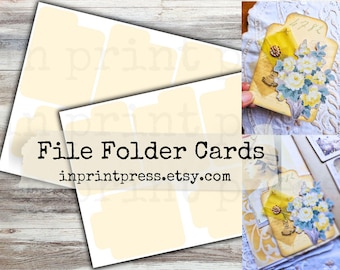 Easy File Folder Ephemera Digital Download for Hidden Journaling Cards | Junk Journal Embellishments